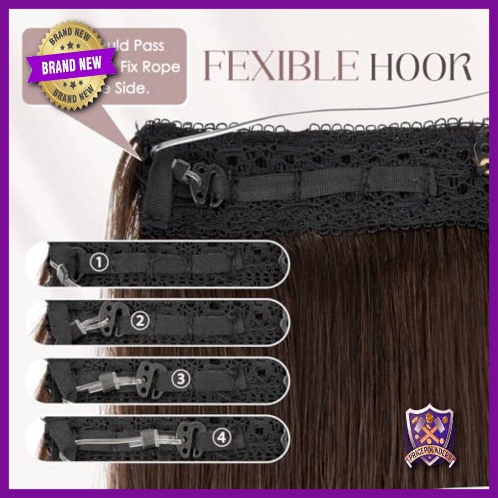 16 Inch Real Human Hair Halo Extensions with Adjustable Invisible Wire - Picture 2 of 6